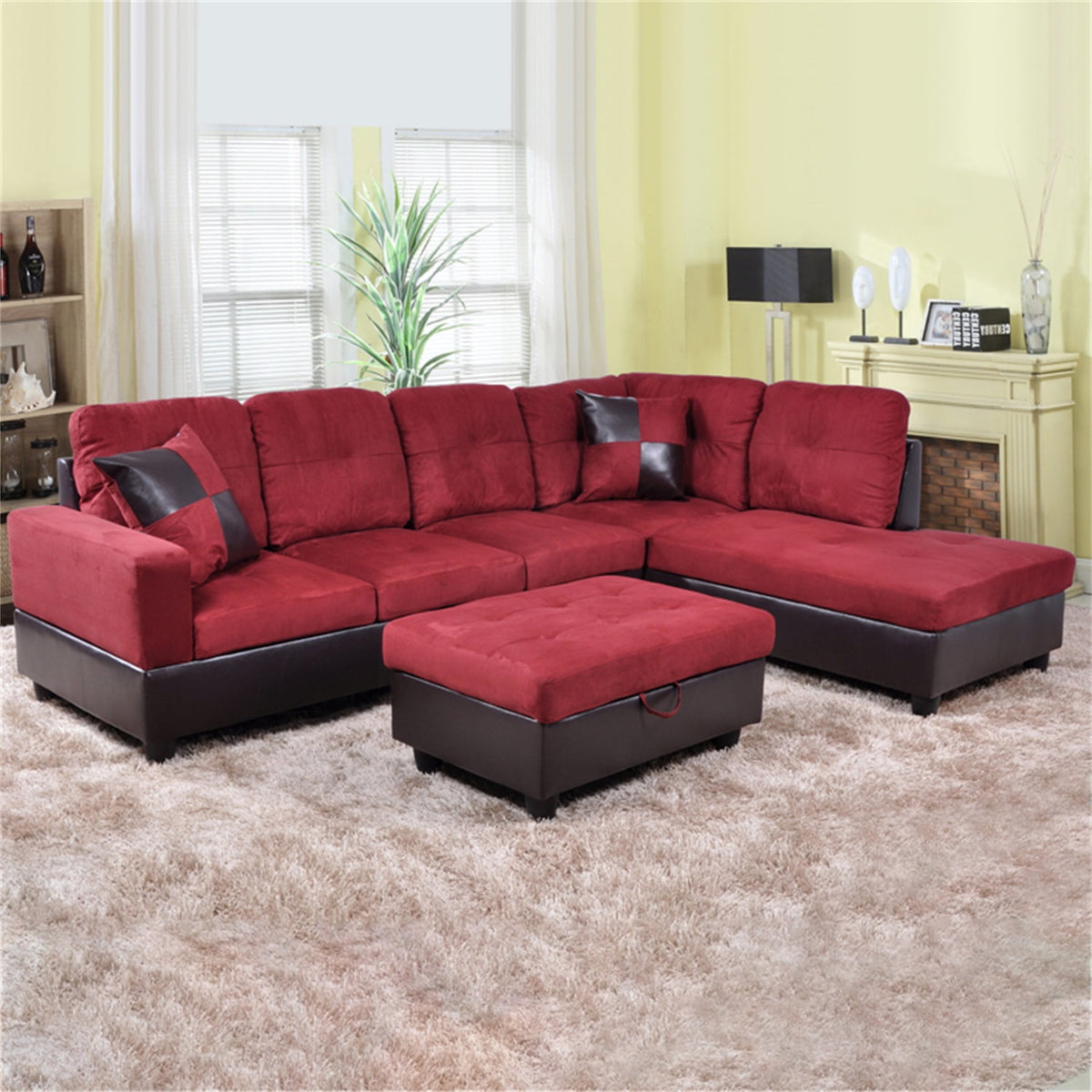 SOLIA L-Shaped Modular Sectional Sofa Couch with Movable Ottoman