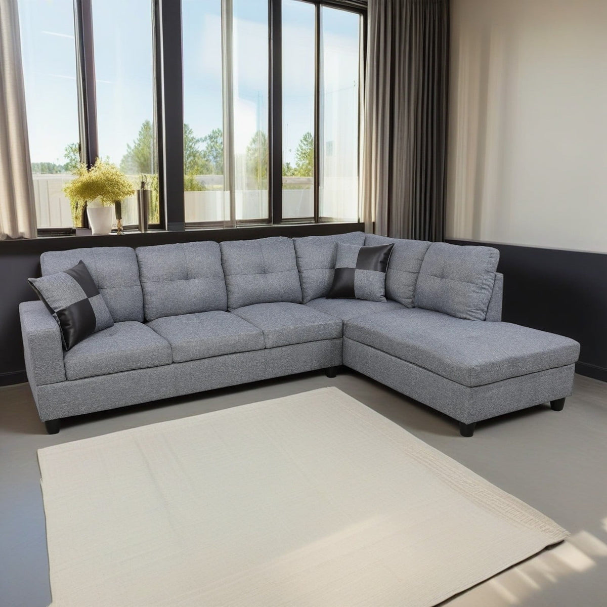SOLIA L-Shaped Modular Sectional Sofa Couch with Movable Ottoman