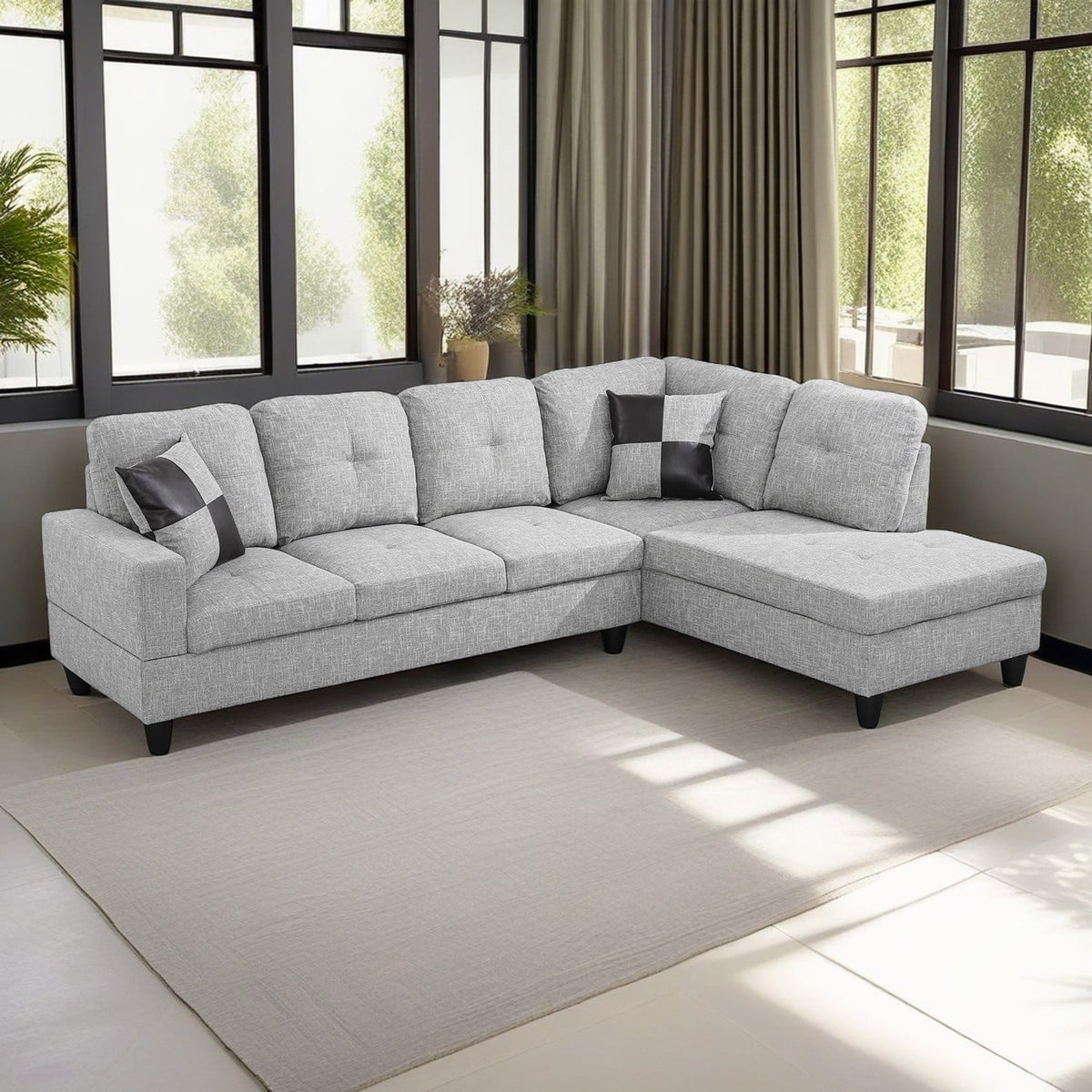 SOLIA L-Shaped Modular Sectional Sofa Couch with Movable Ottoman
