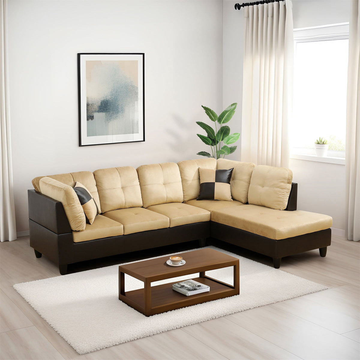 SOLIA L-Shaped Modular Sectional Sofa Couch with Movable Ottoman