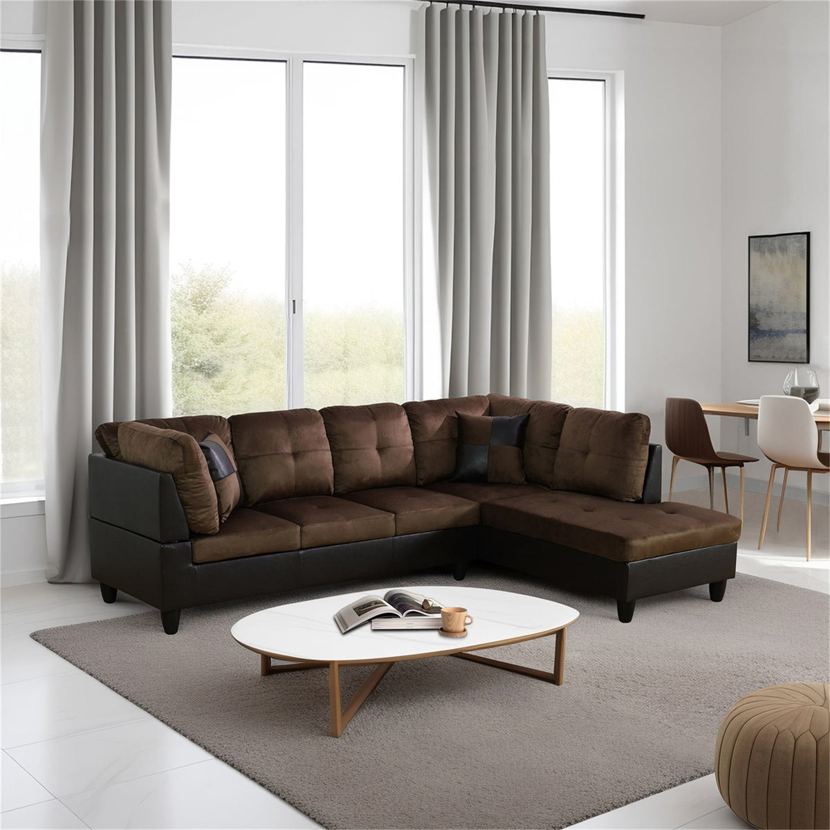 SOLIA L-Shaped Modular Sectional Sofa Couch with Movable Ottoman