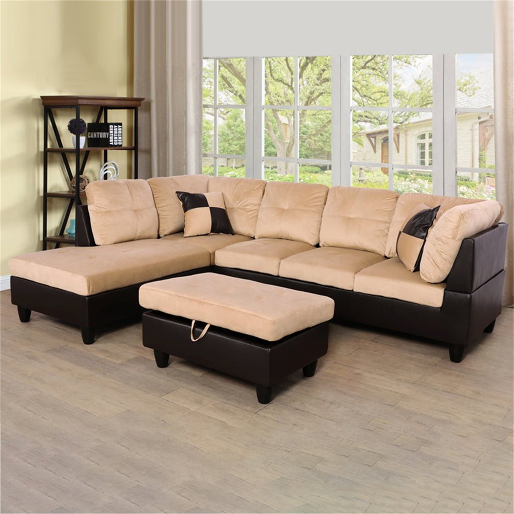 SOLIA L-Shaped Modular Sectional Sofa Couch with Movable Ottoman