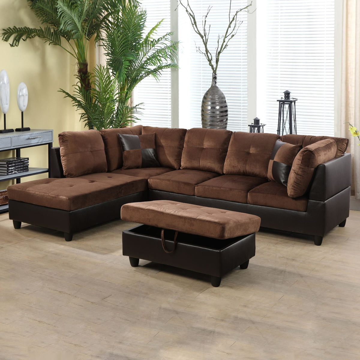 SOLIA L-Shaped Modular Sectional Sofa Couch with Movable Ottoman