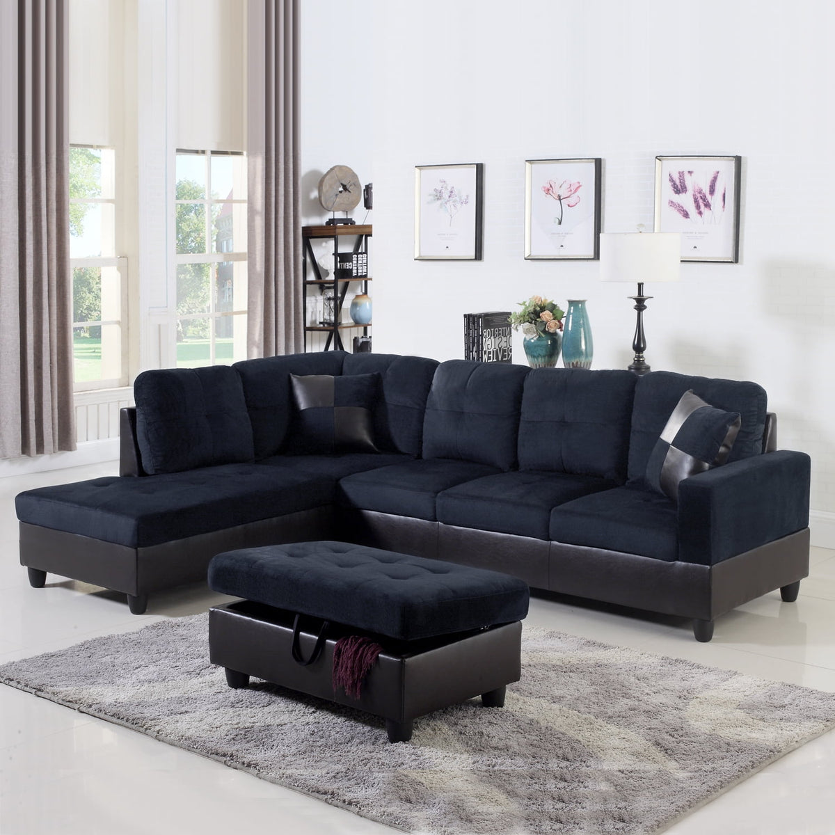 SOLIA L-Shaped Modular Sectional Sofa Couch with Movable Ottoman