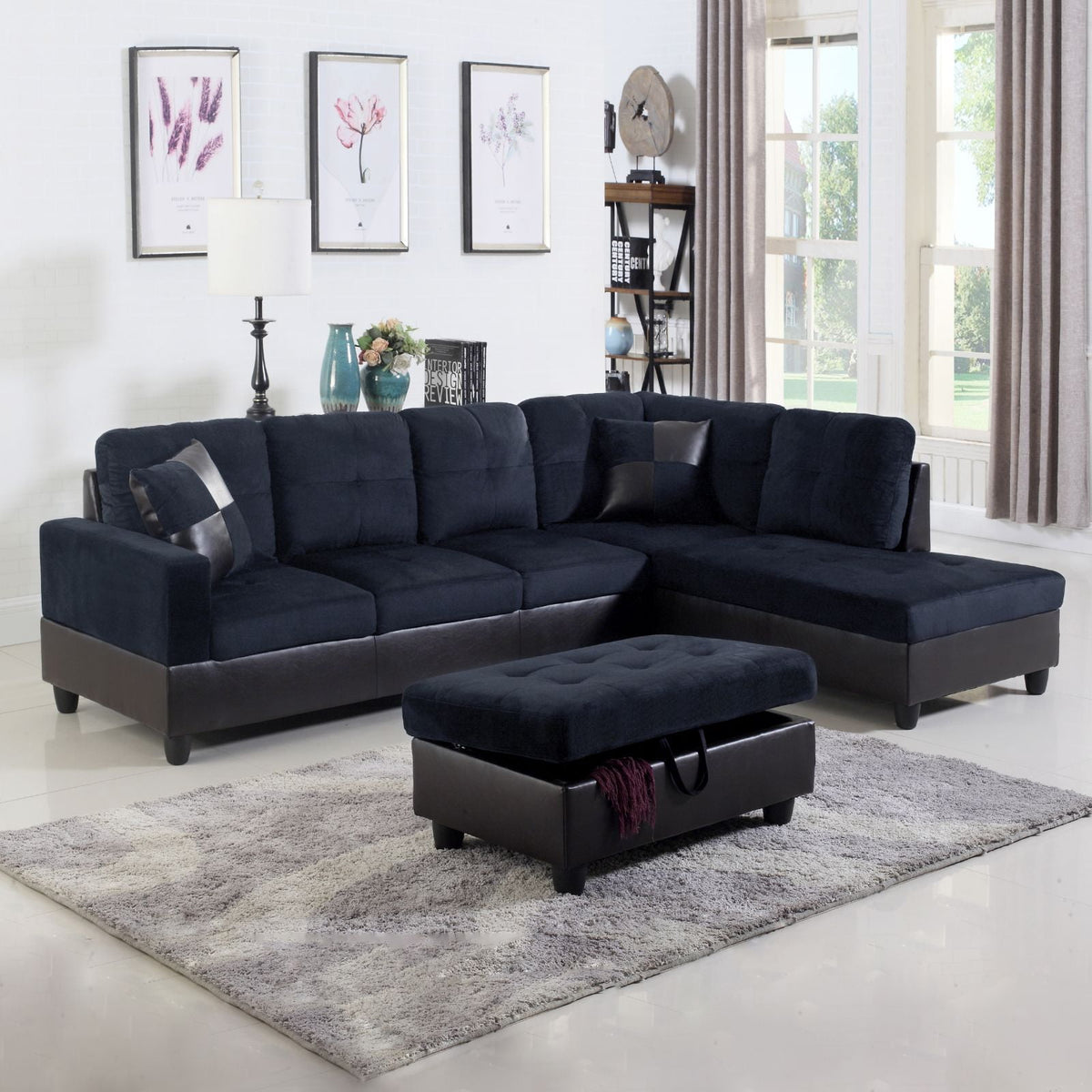 SOLIA L-Shaped Modular Sectional Sofa Couch with Movable Ottoman