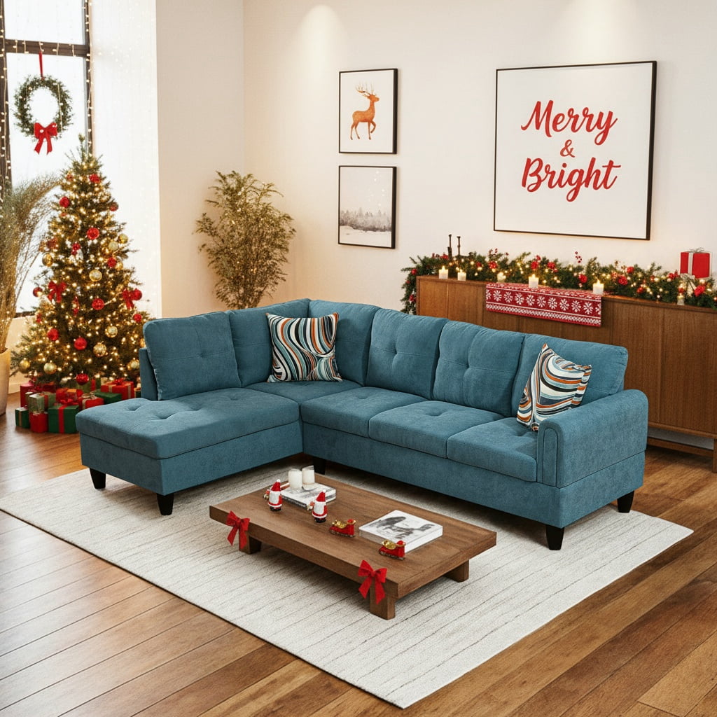 SOLIA L-Shaped Modular Sectional Sofa Couch with Movable Ottoman