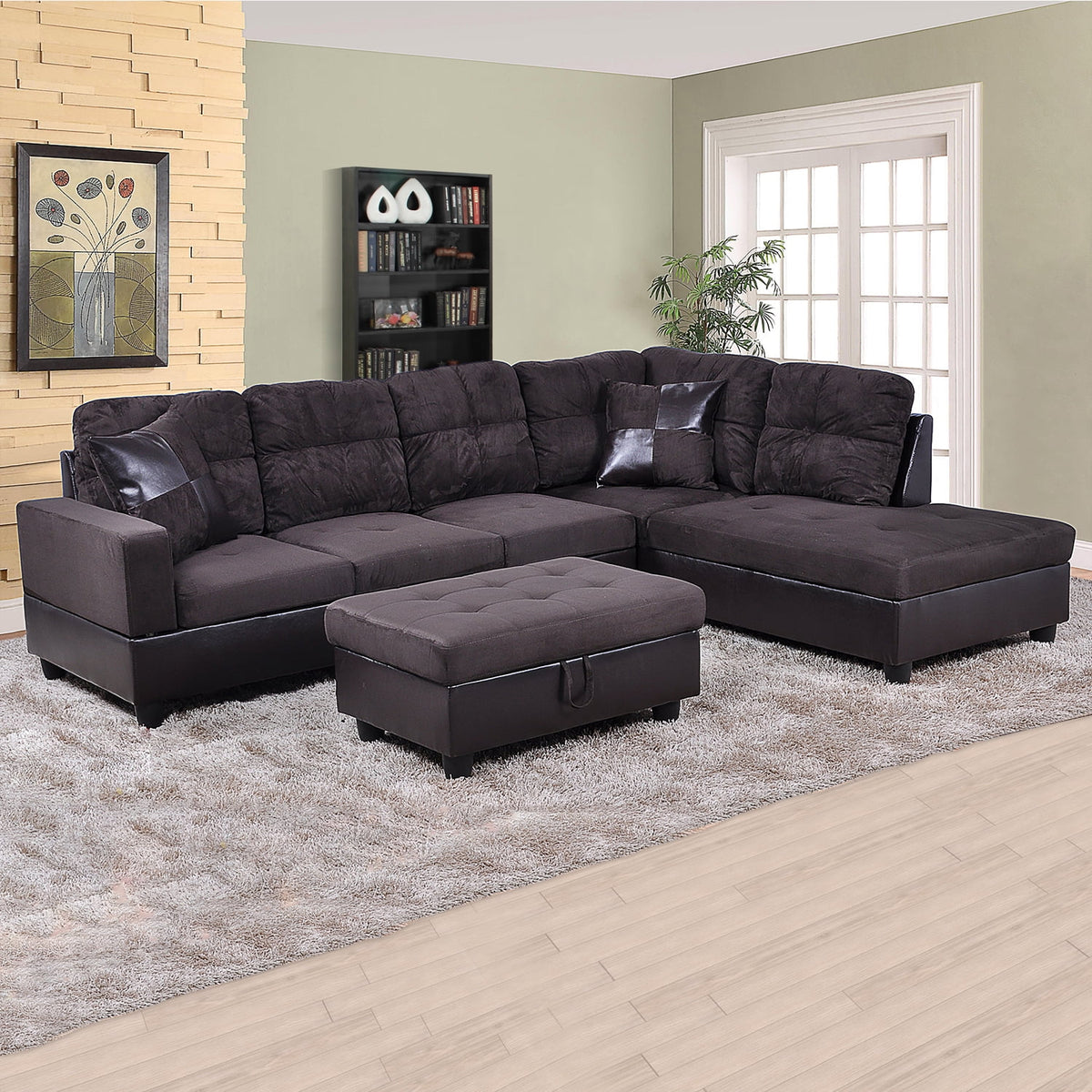 SOLIA L-Shaped Modular Sectional Sofa Couch with Movable Ottoman