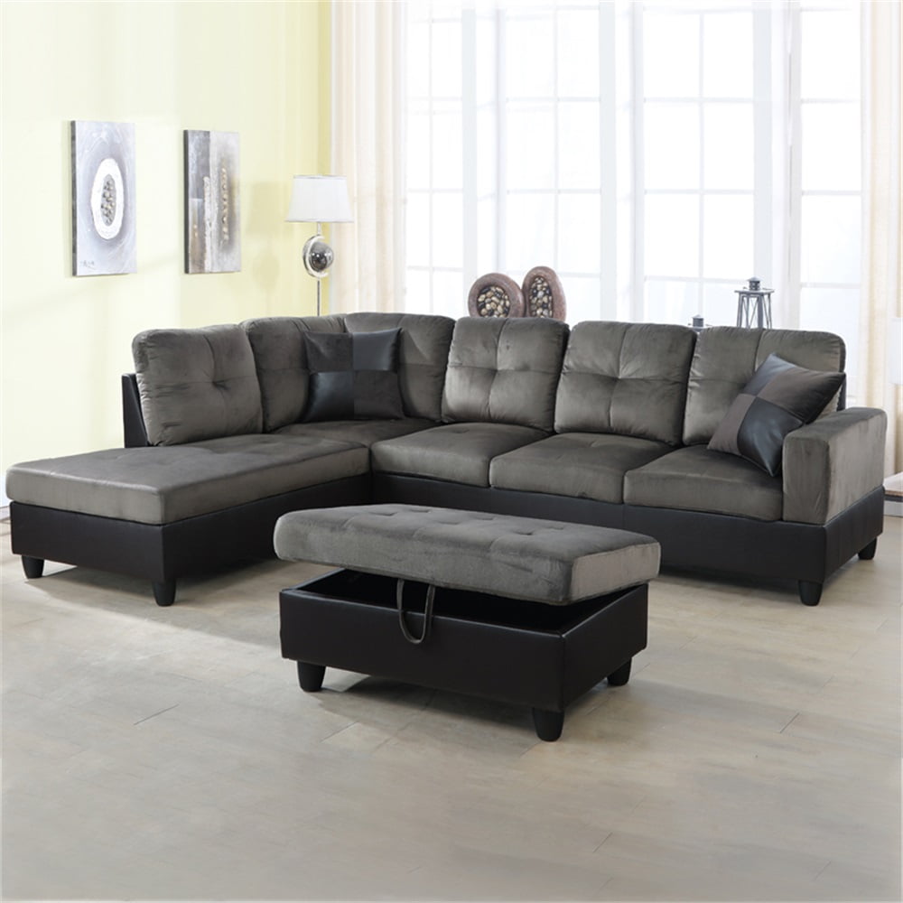 SOLIA L-Shaped Modular Sectional Sofa Couch with Movable Ottoman