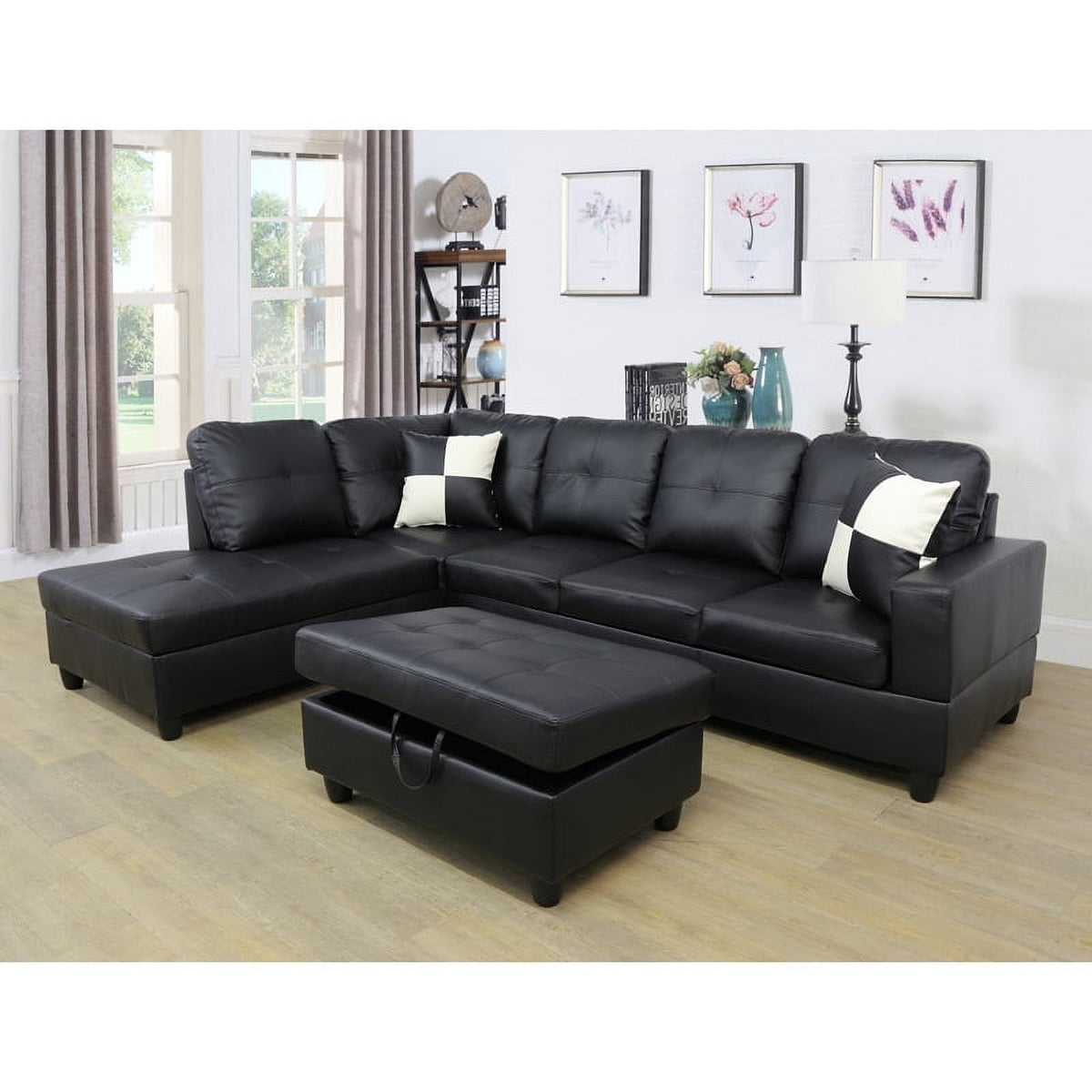 SOLIA L-Shaped Modular Sectional Sofa Couch with Movable Ottoman