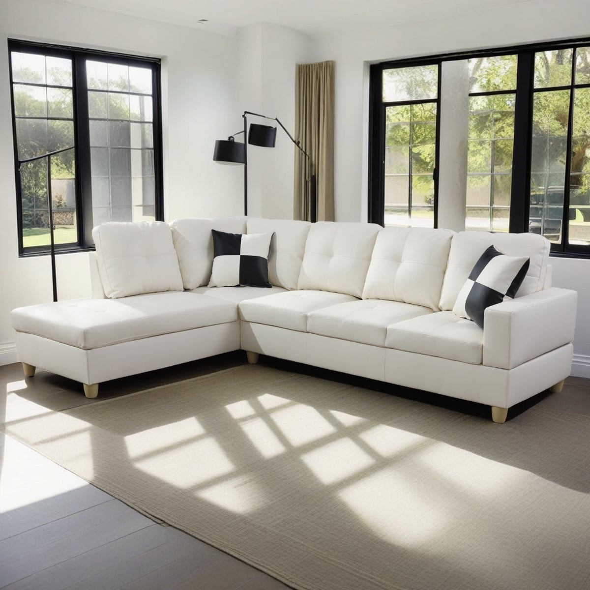 SOLIA L-Shaped Modular Sectional Sofa Couch with Movable Ottoman