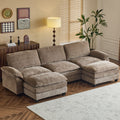 SOLIA 120" U-Shaped Sleeper Sectional Sofa Bed Chenille with Double Chaise