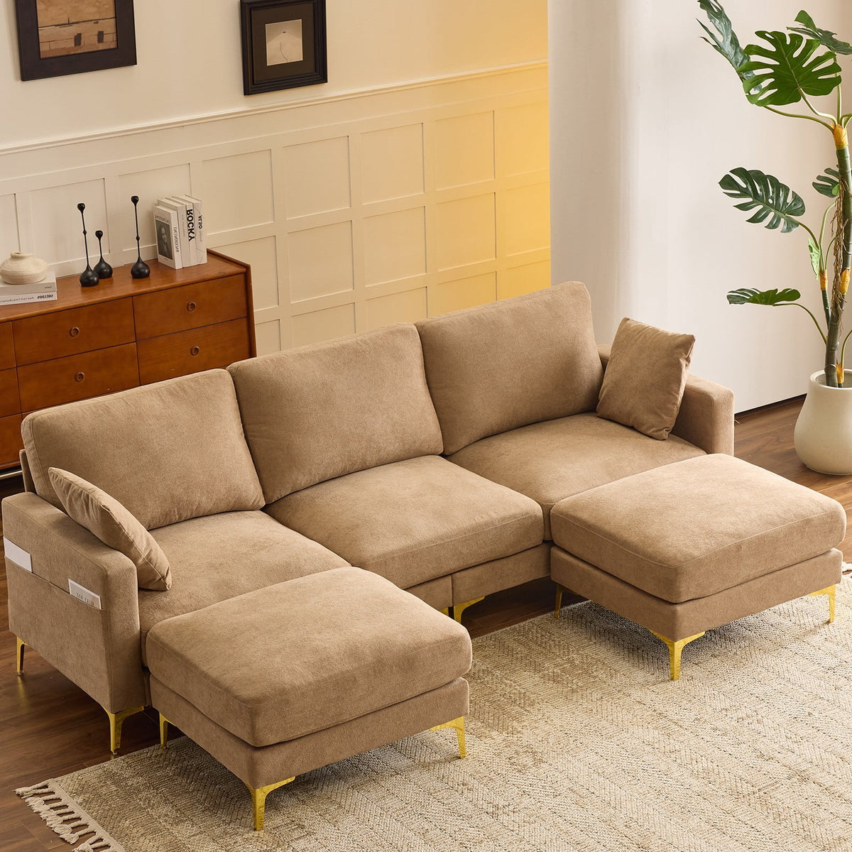 SOLIA U-Shaped Sleeper Sectional Sofa Bed with Movable Ottoman