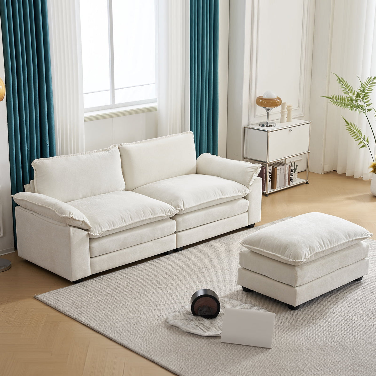 SOLIA 122" 3-Seat L-Shaped Cloud Modular Sectional Couch Chenille with Chaise Lounge