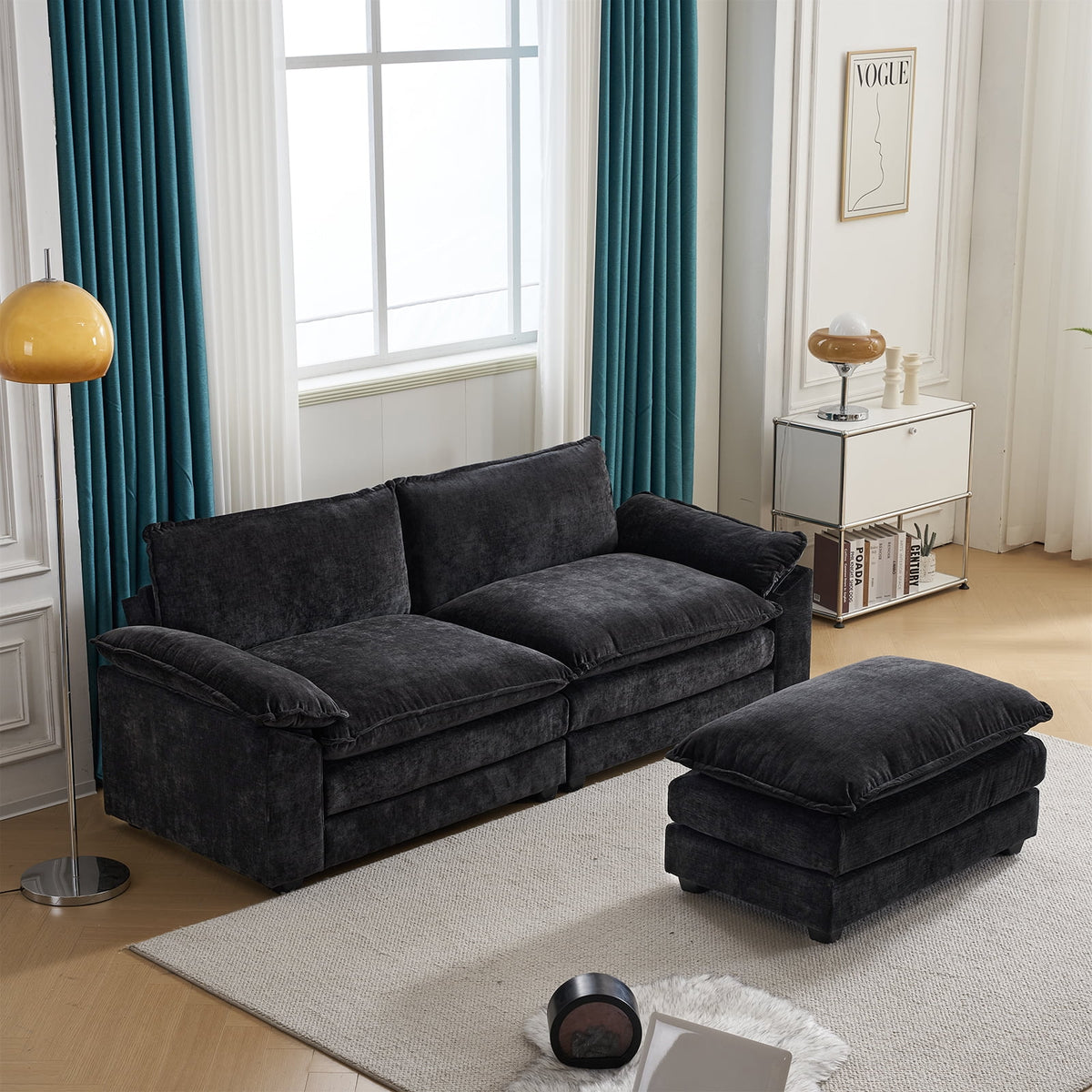 SOLIA 122" 3-Seat L-Shaped Cloud Modular Sectional Couch Chenille with Chaise Lounge