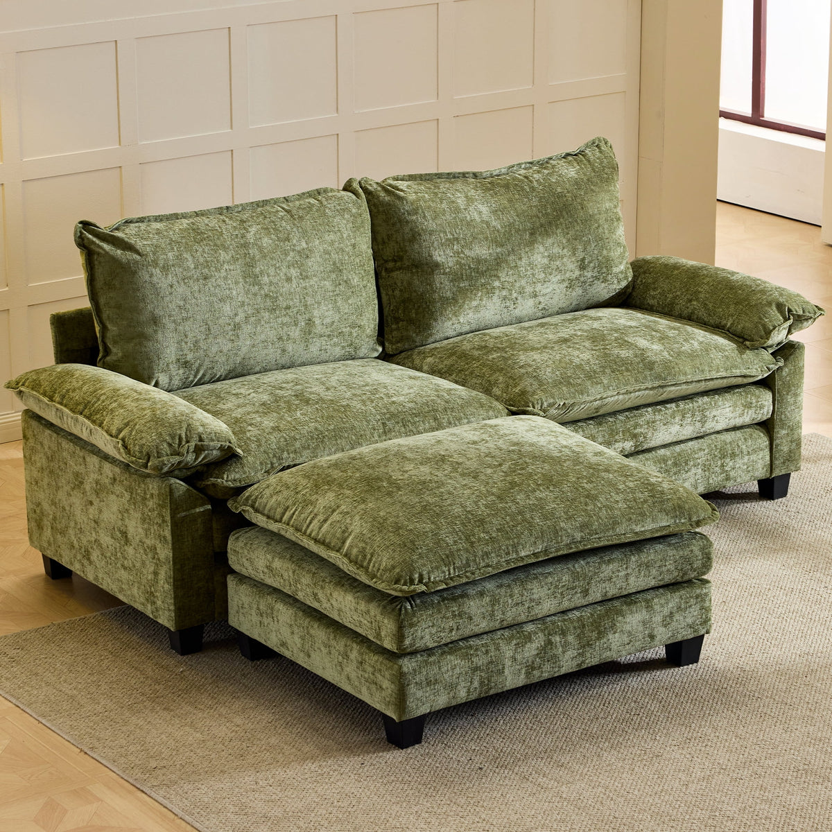 SOLIA 122" 3-Seat L-Shaped Cloud Modular Sectional Couch Chenille with Chaise Lounge