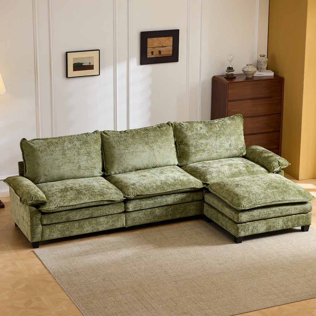 SOLIA 122" 3-Seat L-Shaped Cloud Modular Sectional Couch Chenille with Chaise Lounge
