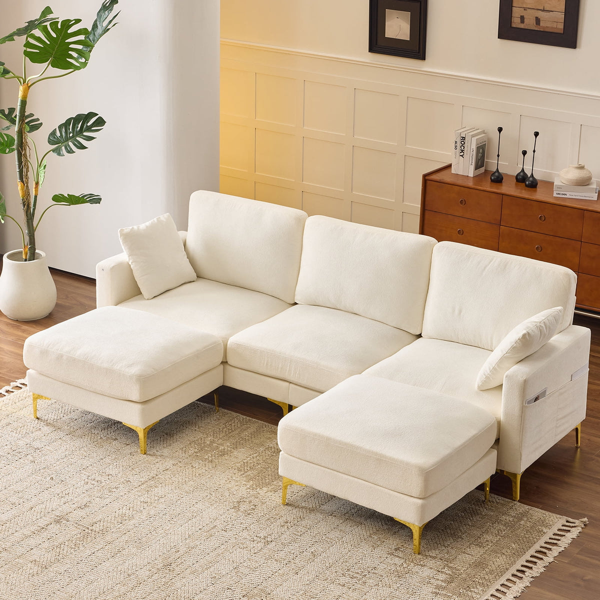SOLIA U-Shaped Sleeper Sectional Sofa Bed with Movable Ottoman
