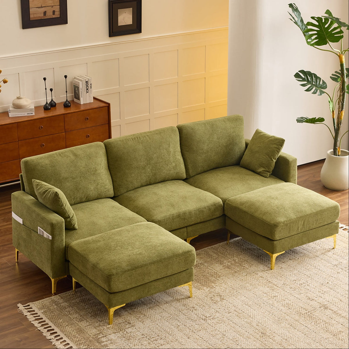 SOLIA U-Shaped Sleeper Sectional Sofa Bed with Movable Ottoman