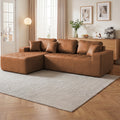  108" Sectional Sofa, Modular Sectional Couch with Right Chaise, Deep Seat Faux Leather Cloud Sofa for Living Room