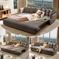 Pull Out Sofa Bed King Size, 82" Loveseat Sofa with Bluetooth Speakers, USB Ports, Side Pockets, Corduroy Sofa Couch Convertible Sofa Bed for Living Room Brown