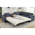  Sectional Sofa, Pull Out Sofa Bed Queen Size, 6 Seat Sofa Couch Convertible Sleeper Sofa Bed for Living Room Gray