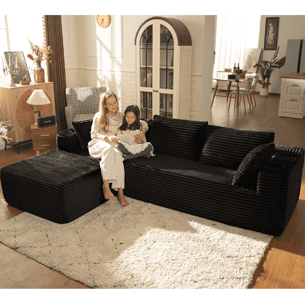 SOLIA U-Shaped Sleeper Sectional Sofa Bed Chenille