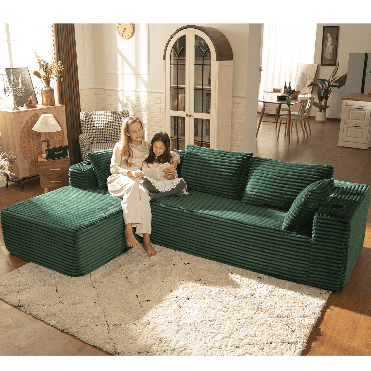SOLIA U-Shaped Sleeper Sectional Sofa Bed Chenille