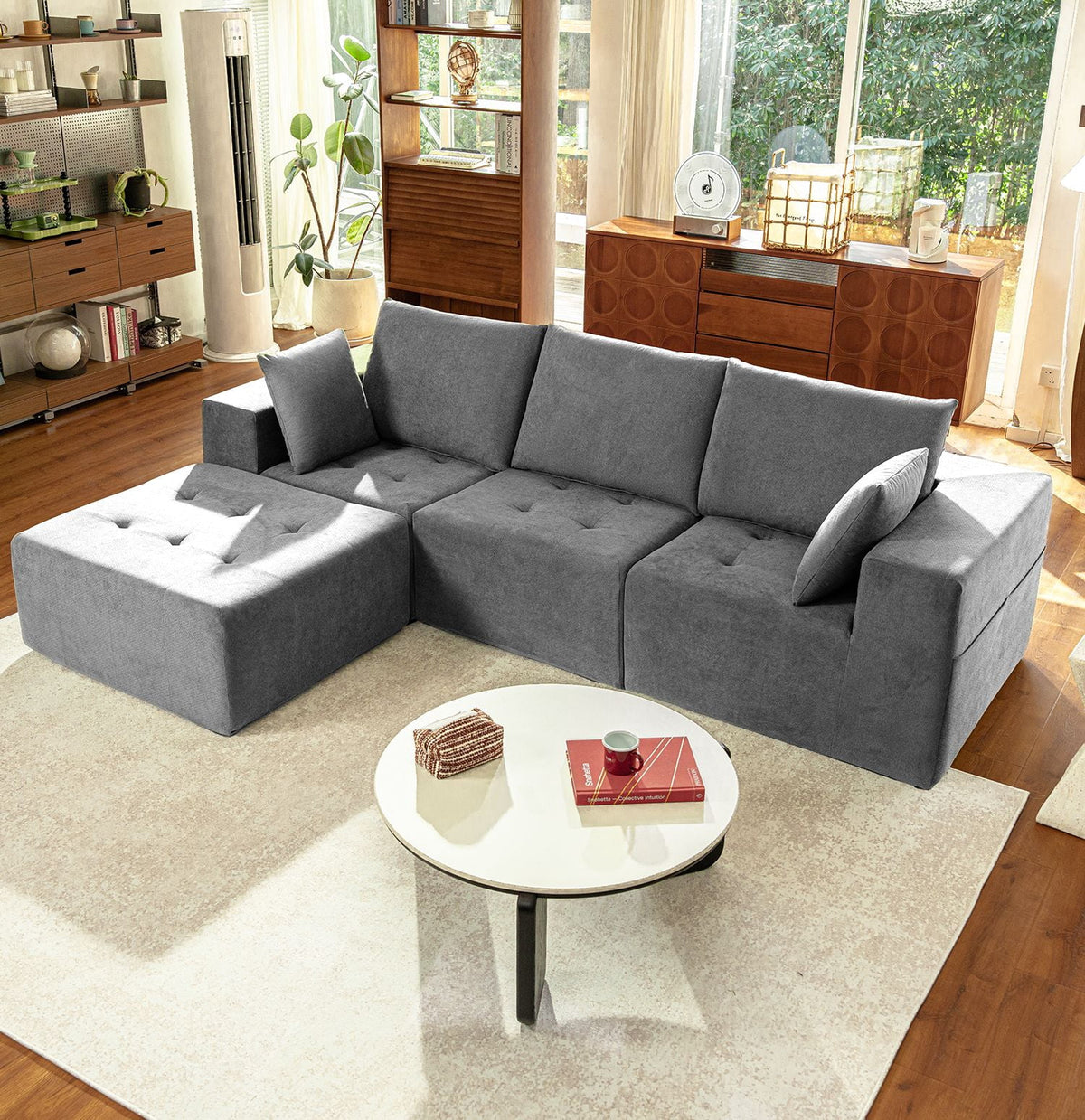 SOLIA U-Shaped Sleeper Sectional Sofa Bed Chenille