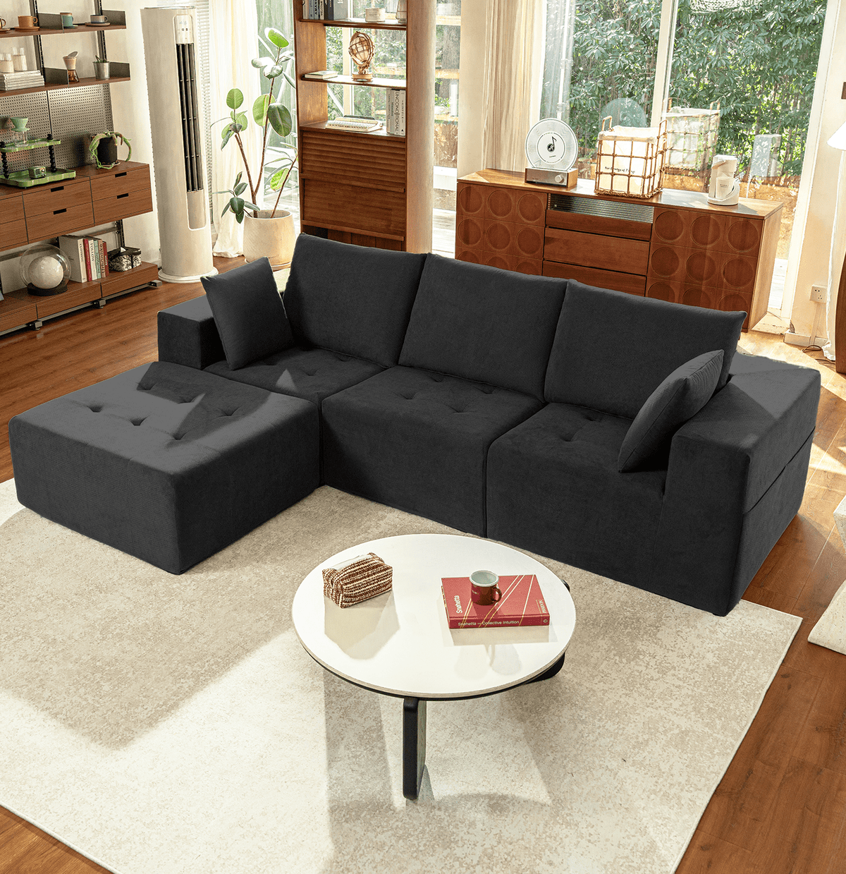 SOLIA U-Shaped Sleeper Sectional Sofa Bed Chenille