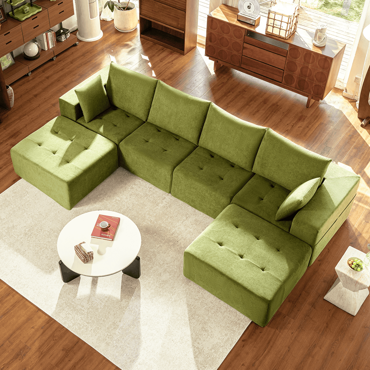 SOLIA U-Shaped Sleeper Sectional Sofa Bed Chenille