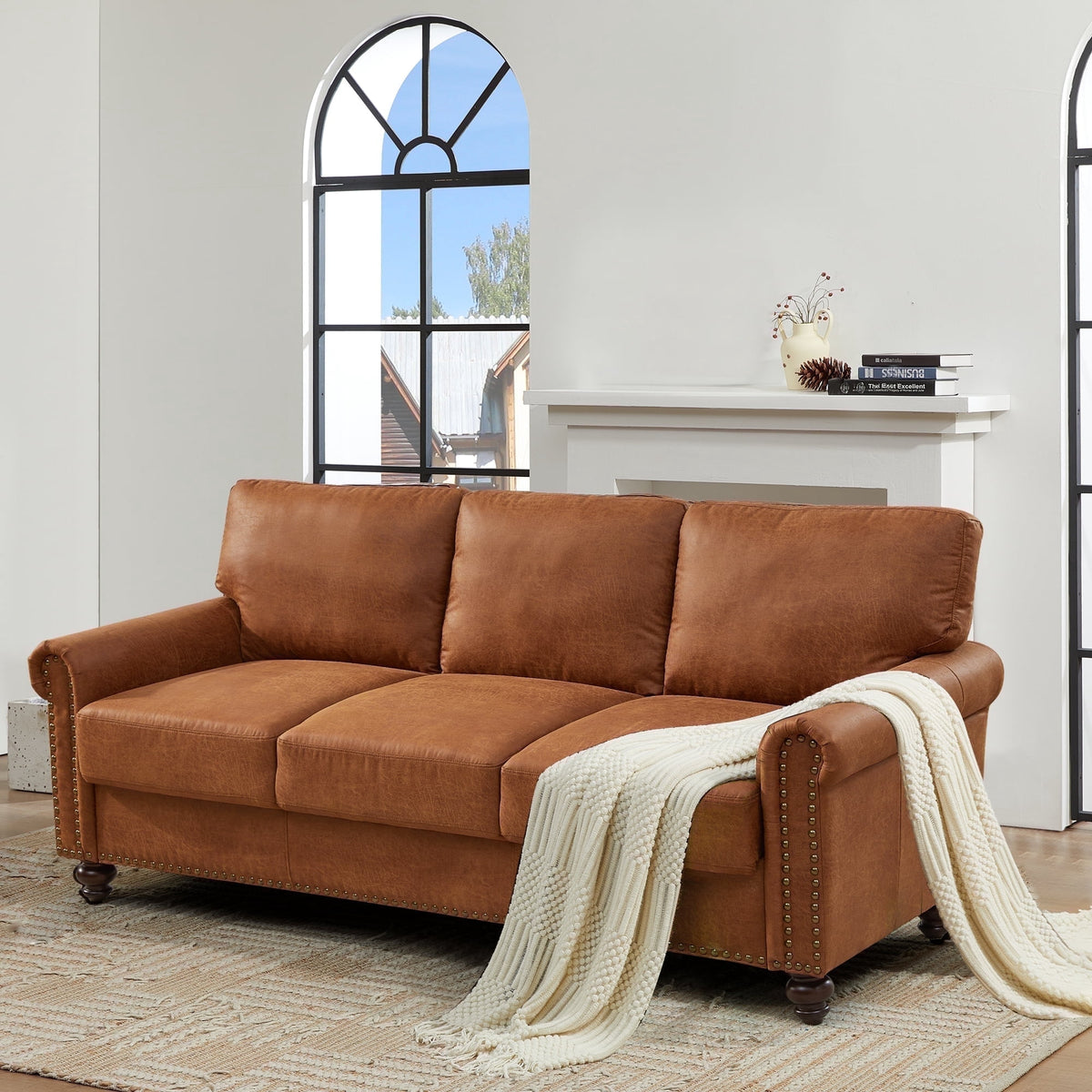 SOLIA 3-Seat Modular Sectional Sofa Couch Faux Leather