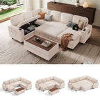 SOLIA 6-Seat L-Shaped Sleeper Sectional Sofa Bed with Storage Ottoman