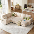 SOLIA L-Shaped Sleeper Sectional Sofa Bed with Cup Holders