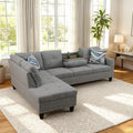 MAYEERTY 97.5" Linen Sectional Sofa, 2-Piece Modular Couch Sofa Set without Ottoman, Grey (Left)