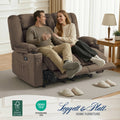 MCombo 55.9" Power Loveseat Recliner Sofa with Heat and Massage for Living Room, Fabric(Dark Brown)