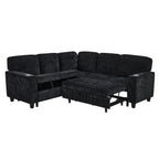  L-Shaped Sofa with Pull Out Sofa Bed, Sleeper Sofa Couch Bed with Storage Seat, 5 Seat Sectional Sofa Bed with USB, Sectional Sofa Couch for Living Room, Apartment,Black