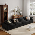 SOLIA 118" 3-Seat L-Shaped Cloud Modular Sectional Couch Linen with Storage Ottoman