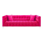 Maklaine 29.35"H Transitional Velvet Upholstered/Acrylic Sofa in Pink