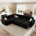 SOLIA 7-Seat U-Shaped Sleeper Sectional Sofa Bed Corduroy with Chaise Lounge