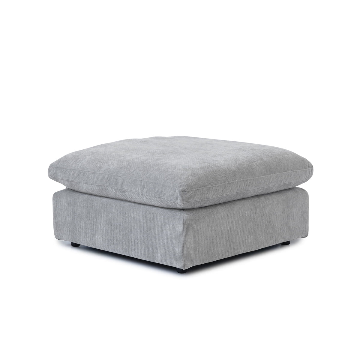 SOLIA 3-Seat L-Shaped Cloud Modular Sectional Couch Linen with Movable Ottoman