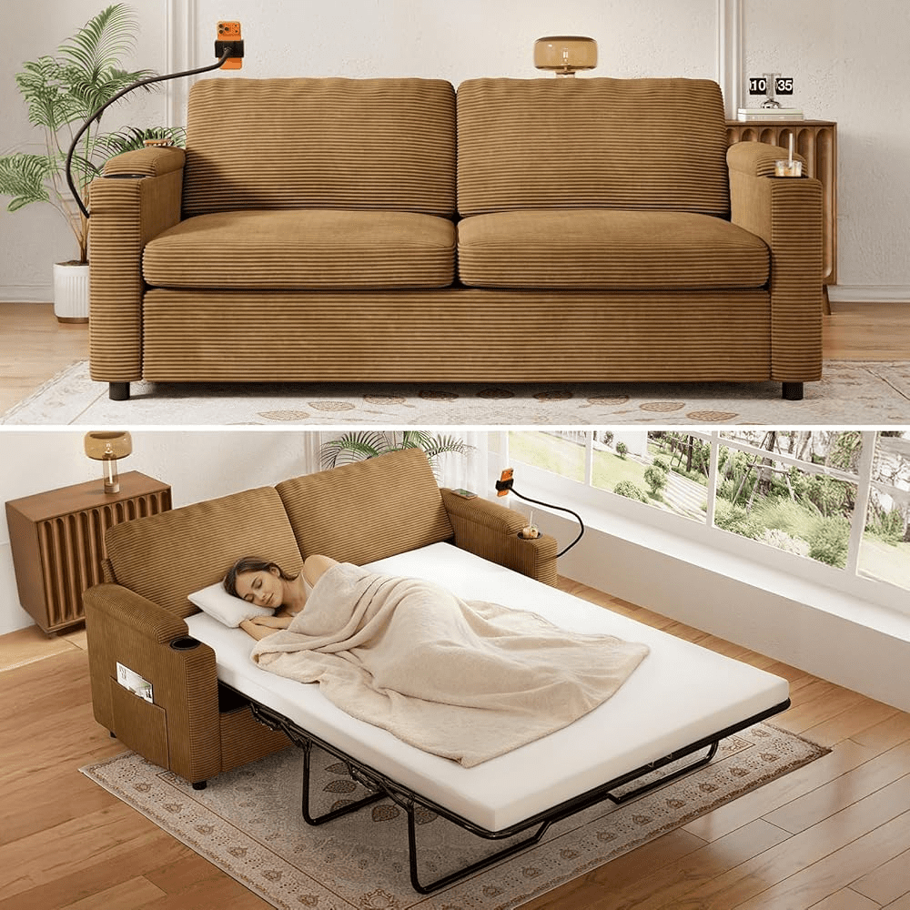 SOLIA 90.2" 4-Seat Modular Sleeper Sectional Sofa Bed with Chaise Lounge