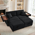 Muumblus Loveseat Sectional Sofa with 2 Storage Ottomans, Modular Cloud Couch with 2 Side Tables & USB, Plush Double Chaise Lounge Sofa Bed Indoor, Black Corduroy