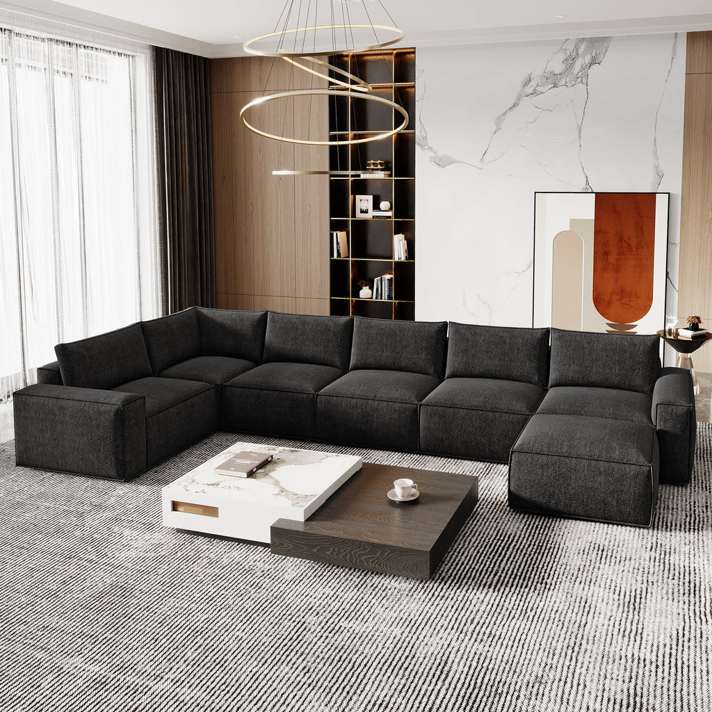 SOLIA 175" U-Shaped Cloud Modular Sectional Couch with Movable Ottoman