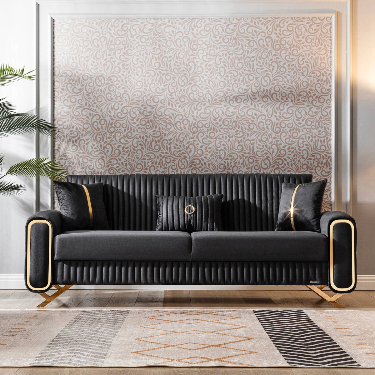 SOLIA 87" Modular Sleeper Sectional Sofa Bed with Storage Ottoman
