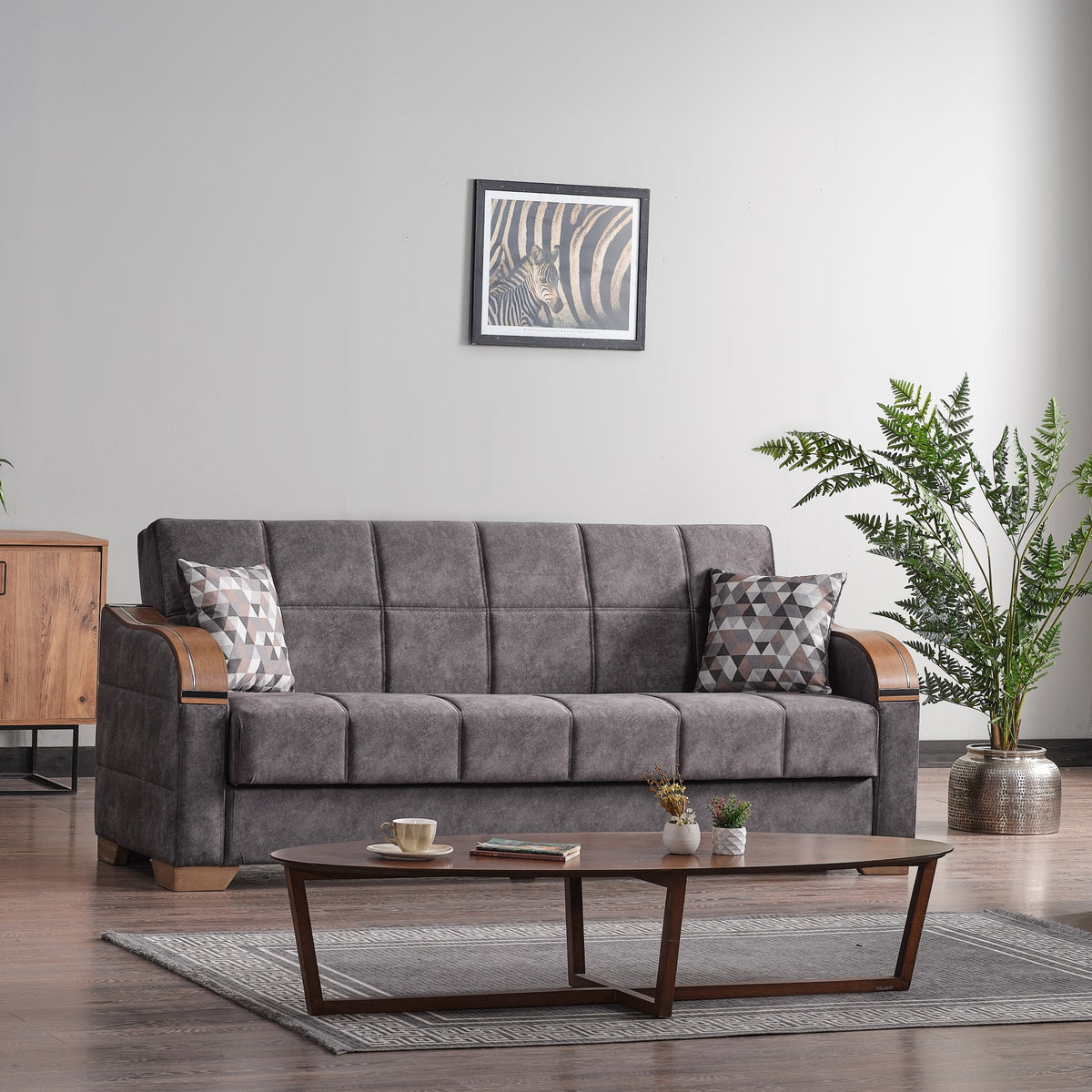 SOLIA 88" Modular Sleeper Sectional Sofa Bed with Storage Ottoman