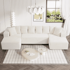 SOLIA 131" 4-Seat U-Shaped Cloud Modular Sectional Couch Corduroy with Chaise Lounge