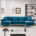 SOLIA 114" 4-Seat U-Shaped Modular Sectional Sofa Couch Velvet with Movable Ottoman & Double Chaise