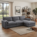 EPOWP L-Shaped Modular Sectional Sofa, Chenille Cloud Couch with Storage Ottoman, USB Charging Ports & Adjustable Phone Holder, 96.5" Deep Seat Comfy Couch for Apartment, Living Room, Office