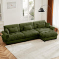 Oversized Modular Velvet Sectional Sofa with Movable Ottoman - Olive Green, Deep Seat Cloud Couch for Living Room