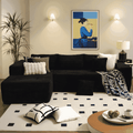 106" Boneless Sectional Couch, Deep Seat Modular L-Shaped Sofa with Chaise for Living Room, Apartment, Black (Corduroy)
